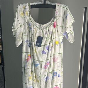 Crown & Ivy Floral Grid Maxi Dress - White and Green